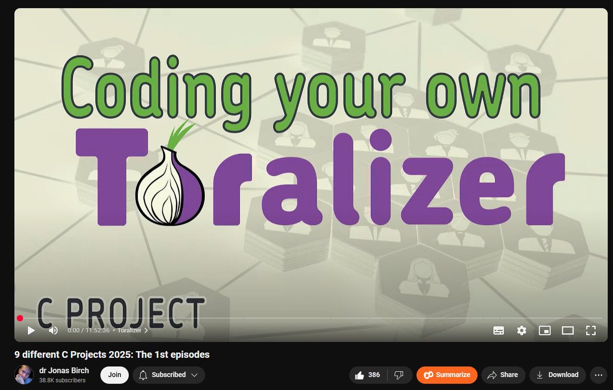 9 different C Projects 2025
You will learn to master the art of pointers, function pointers, advanced function-based macros, network protocols, linked lists and how to write your own libraries without dependencies. This collection is a must for both (almost) beginners and