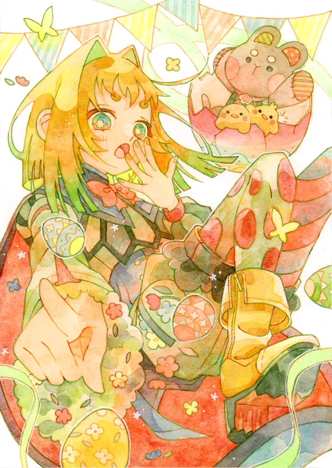 #一次創作祭り春の陣2025 透明水彩で絵描いてます〜 何かをモチーフにキャラデザするのが好きです