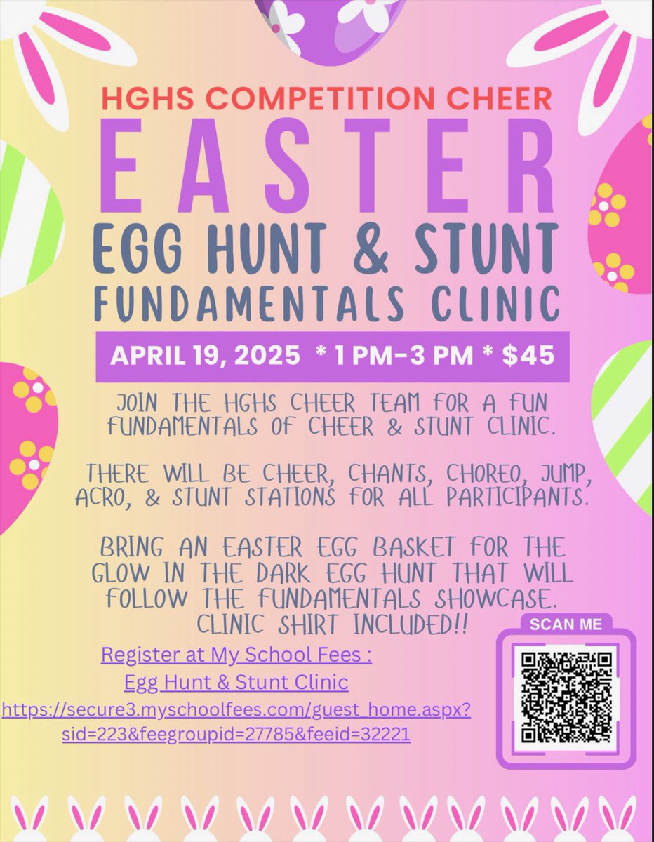 Erica Mohler (@emohler3108) on Twitter photo π£π£οΈπ HGHS Competition Cheer Egg Hunt & Stunt Clinic ππ£οΈπ£ Details below β€΅οΈ <a href="/HazelGreenHigh/">Hazel Green High School</a> <a href="/AndreaMariDavis/">Andrea Davis</a> <a href="/QuinnHeaden/">Dr. E. Quinn Headen</a> <a href="/djacktha1st/">Derrick Jackson sr.</a> π£π£οΈπ HGHS Competition Cheer Egg Hunt & Stunt Clinic ππ£οΈπ£ Details below β€΅οΈ <a href="/HazelGreenHigh/">Hazel Green High School</a> <a href="/AndreaMariDavis/">Andrea Davis</a> <a href="/QuinnHeaden/">Dr. E. Quinn Headen</a> <a href="/djacktha1st/">Derrick Jackson sr.</a>
