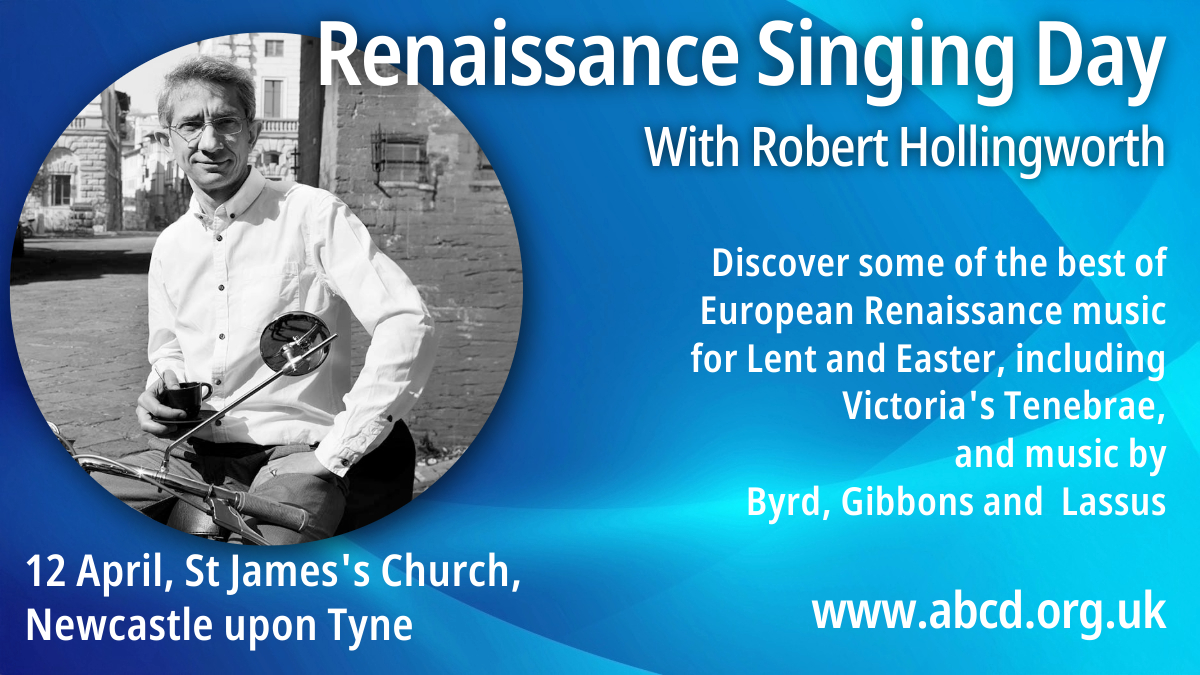 Association of British Choral Directors (@abcdtweets) on Twitter photo Just a few days to go before our seasonal singing day in Newcastle with the one and only <a href="/ifagiolini/">Robert Hollingworth</a> this Saturday! Enjoy exploring some of the best Renaissance music for Lent & Easter with Robert - lots of lovely music by composers including Victoria, Gibbons, Lassus & Byrd. A Just a few days to go before our seasonal singing day in Newcastle with the one and only <a href="/ifagiolini/">Robert Hollingworth</a> this Saturday! Enjoy exploring some of the best Renaissance music for Lent & Easter with Robert - lots of lovely music by composers including Victoria, Gibbons, Lassus & Byrd. A