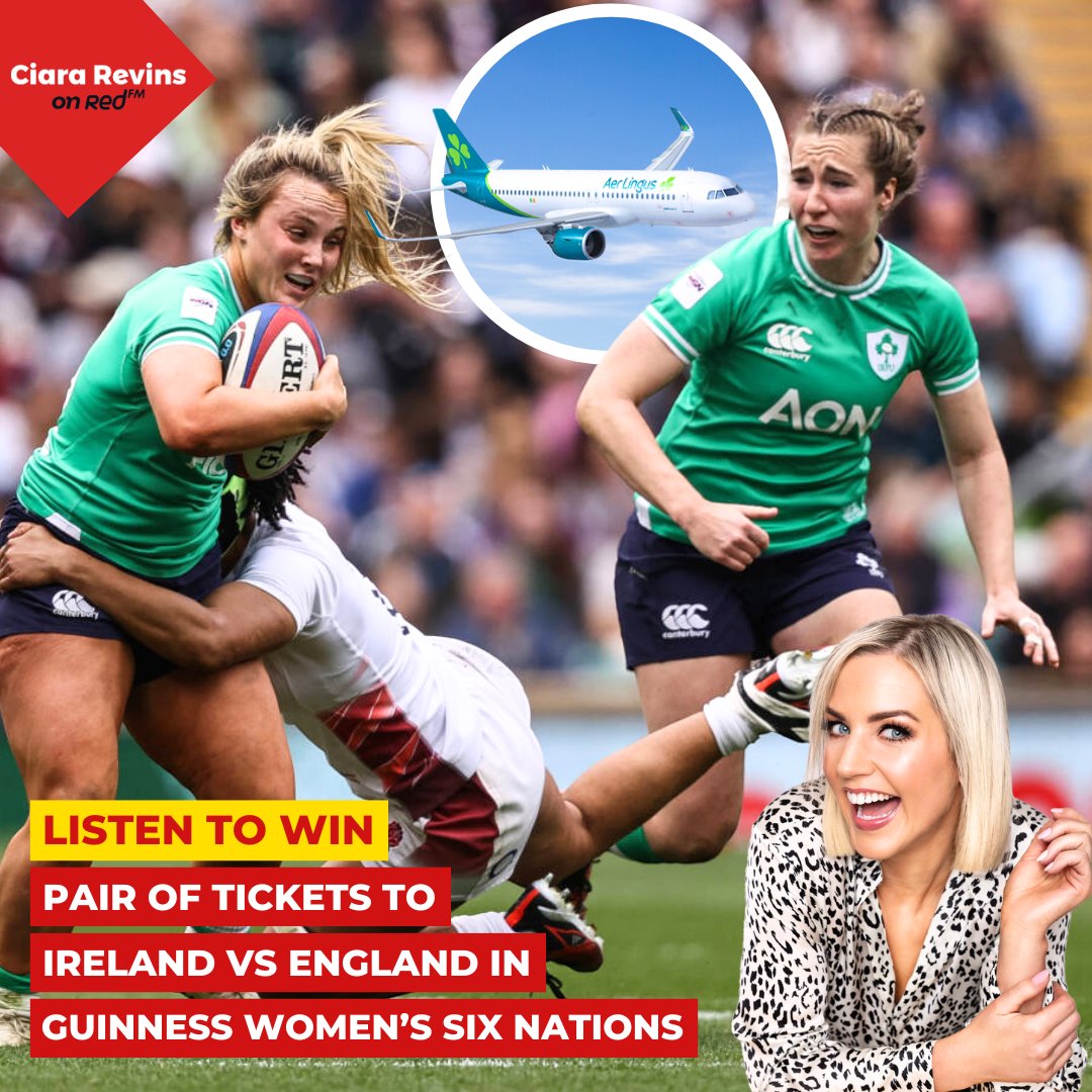 Red FM (@corksredfm) on Twitter photo Play to the whistle with <a href="/AerLingus/">Aer Lingus</a> and WIN tickets on <a href="/CiaraRevins/">Ciara Revins</a> as we cheer on the Irish Women's Rugby as the Guinness Women’s Six Nations touches down at Virgin Media Park 🏟️
One lucky winner will get upgraded with flights to a TOP European destination ✈️ Play to the whistle with <a href="/AerLingus/">Aer Lingus</a> and WIN tickets on <a href="/CiaraRevins/">Ciara Revins</a> as we cheer on the Irish Women's Rugby as the Guinness Women’s Six Nations touches down at Virgin Media Park 🏟️
One lucky winner will get upgraded with flights to a TOP European destination ✈️