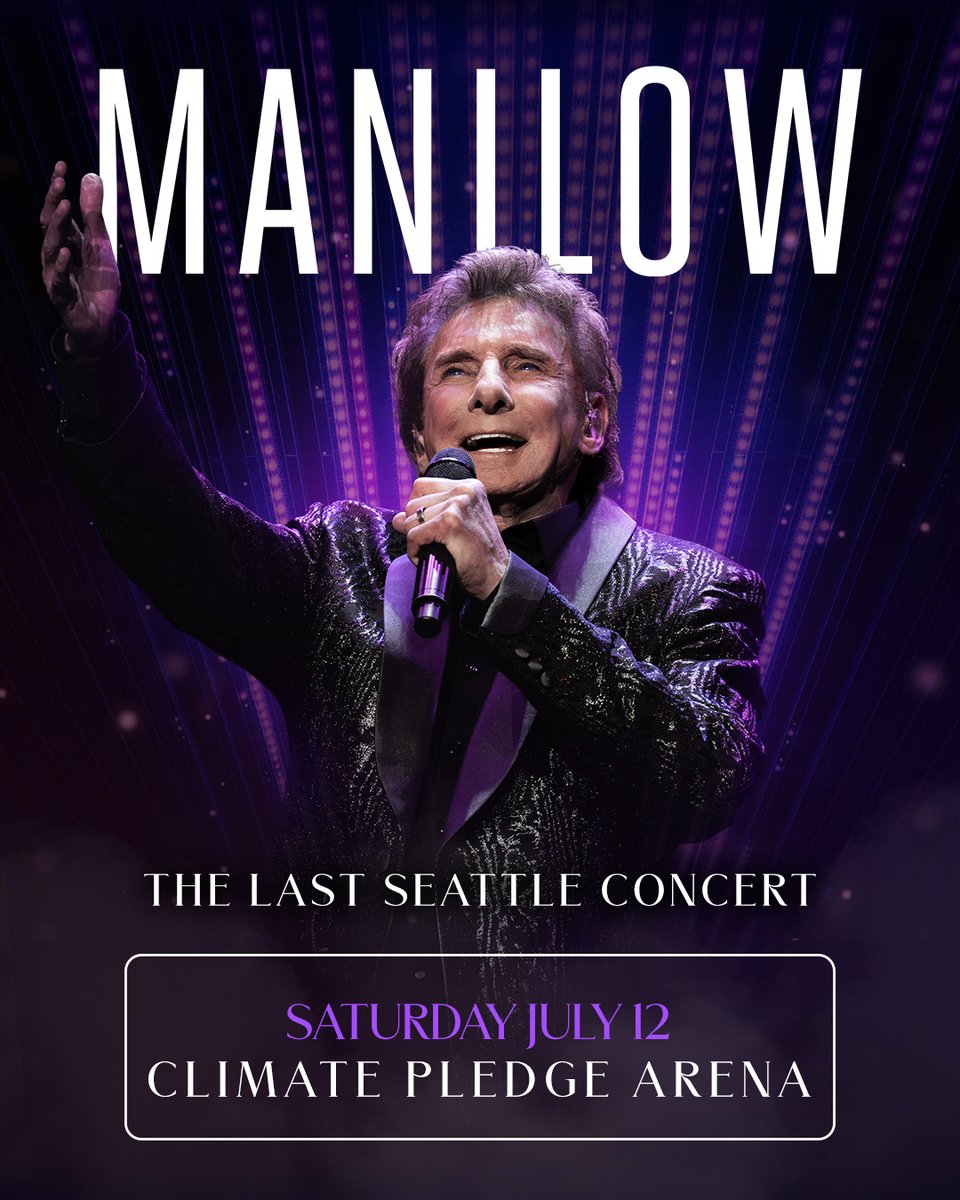 Climate Pledge Arena (@climatearena) on Twitter photo JUST ANNOUNCED: <a href="/barrymanilow/">Barry Manilow</a> is coming to Climate Pledge Arena on Saturday, July 12! 🪩
Venue presale starts April 10 at 10 AM. Tickets on sale Friday, April 11 at 10 AM.
More info ➡️ bit.ly/25BarryManilow… JUST ANNOUNCED: <a href="/barrymanilow/">Barry Manilow</a> is coming to Climate Pledge Arena on Saturday, July 12! 🪩
Venue presale starts April 10 at 10 AM. Tickets on sale Friday, April 11 at 10 AM.
More info ➡️ bit.ly/25BarryManilow…