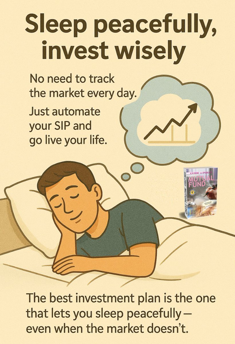 BuzzingstockH's tweet image. Sleep peacefully, invest wisely.

No need to track the market every day.

Just automate your #SIP and go live your life.📆

The best investment plan is the one that lets you sleep peacefully — even when the market doesn’t.

Agree or Disagree❓

#MutualFundsSahiHai