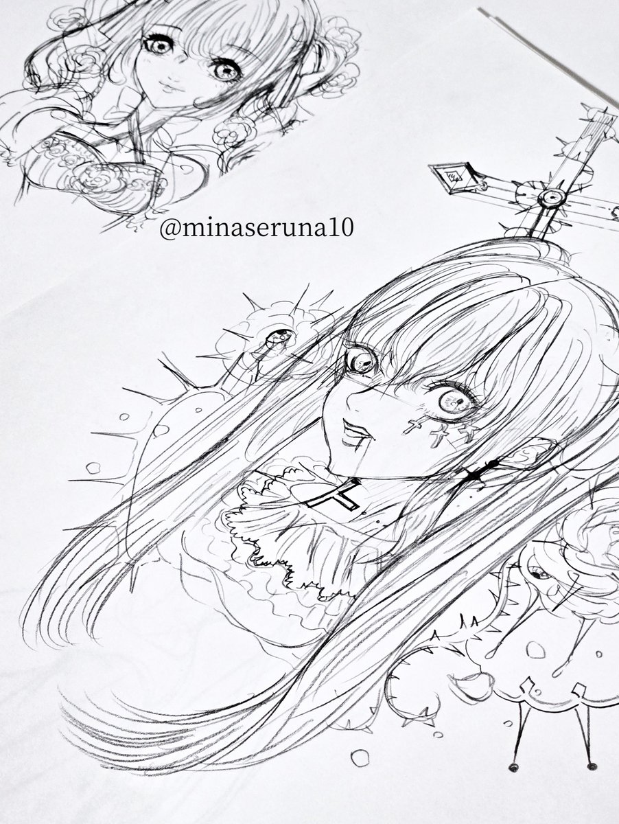 描くかわからないけど下絵…✍️☺️
可愛いのとちょいダークなやつ🩷🖤 