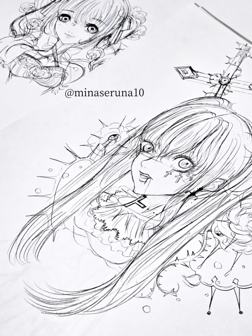 描くかわからないけど下絵…✍️☺️
可愛いのとちょいダークなやつ🩷🖤 
