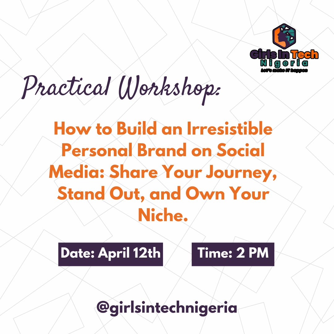 girlsintechng's tweet photo. What You’ll Learn:

👍 How to use social media effectively
💜 Profile optimization for better visibility
👍 Tools and strategies to stay consistent
💜 Finding your niche and sharing your journey

Venue: Check the new WhatsApp channel for details. https://t.co/xgAnfJeNuC