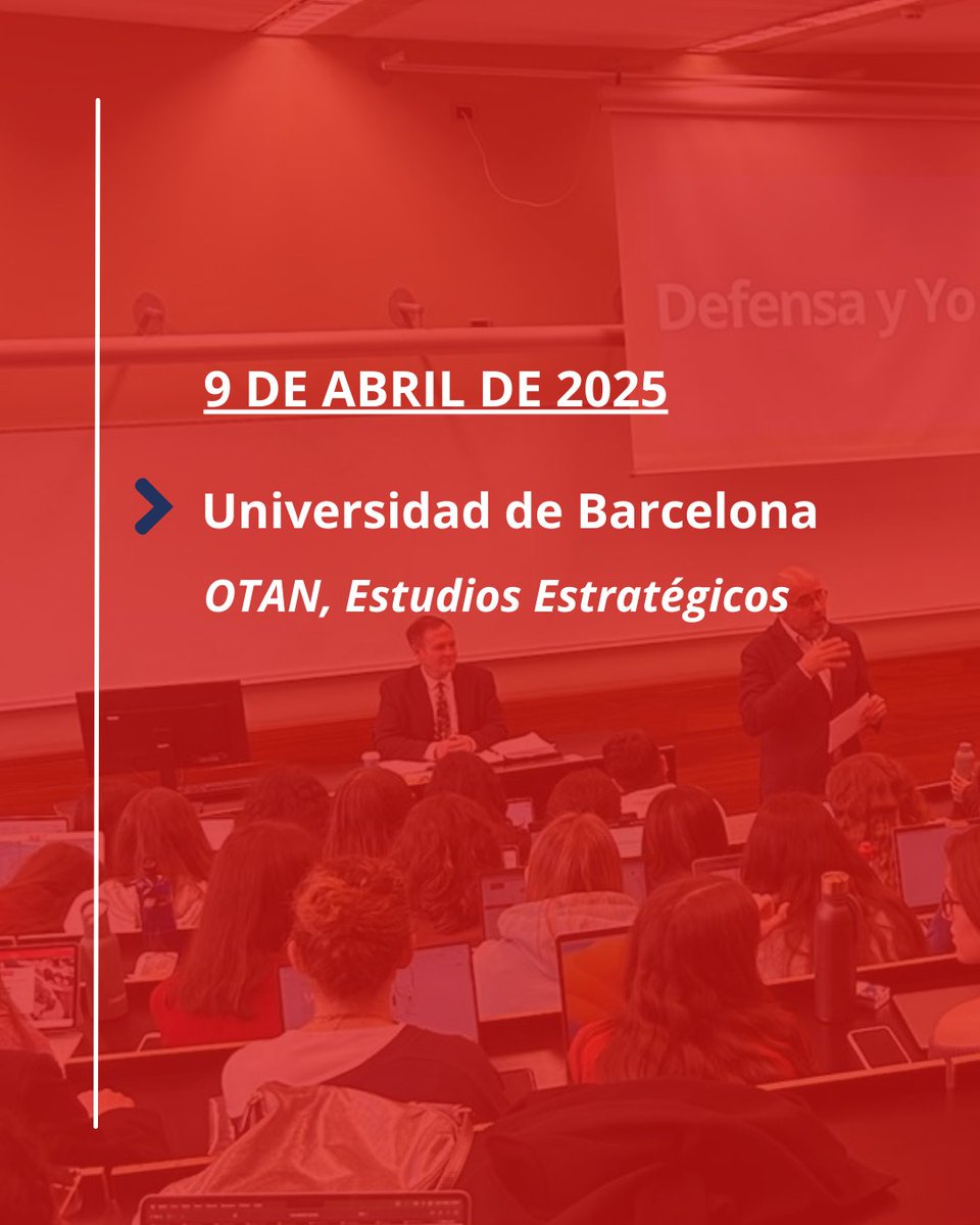 defensayyo's tweet photo. 🚀¡Cuenta atrás para la WEEK 4 de #DefensayYo5!⏳
🗓 El 9 de abril en la universidad: @UniBarcelona🏛️
💻Hablaremos sobre "OTAN, Estudios Estratégicos" y temas clave de actualidad.
¡No te lo pierdas!👏🏼 #Seguridad #NATO #Estudios https://t.co/hAe8HH52Du
