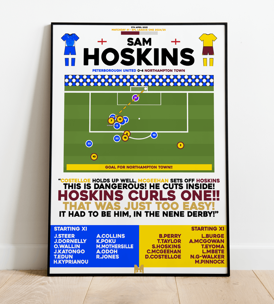 MezzalaDesigns's tweet photo. 🚨NEW DROP🚨

Due to popular demand, we're proud to launch a Framed Print to make any Northampton Town fan happy!👞

Sam Hoskins v Peterborough United🏴󠁧󠁢󠁥󠁮󠁧󠁿

CODE: 'COBBLERS' for 15% OFF All Items✅

➡️https://t.co/yNFqaTVqrV

#NTFC #Cobblers https://t.co/x5w3Db0mCq