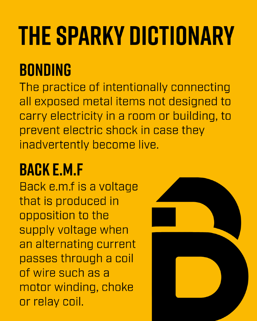 sparksmagazine's tweet image. 📚 The Sparky Dictionary! ⚡

Today, we're decoding Sparky lingo starting with the letter B! 🔍⚙️

Stay tuned for more electrifying terms to amp up your knowledge! ⚡💡

#ElectricalSkills #SparkyApprentices #ElectricalApprentice #Electrician #Sparky