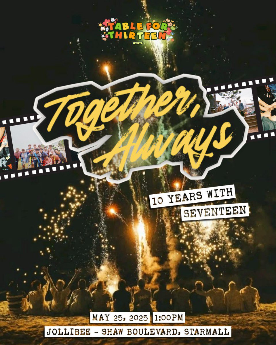 thirteenforsvt's tweet image. You are cordially invited to another JOLLY JOLLY HOLIDAY🎉

Celebrating Seventeen&apos;s 10th anniversary, TOGETHER, ALWAYS 🩷🩵

🗓25 May 2025,Sunday 1pm-5pm
🎪Jollibee Starmall Shaw
🎫Php 550 (inclusive of food + goodies)
✅️Register here (or scan qr below):
cognitoforms.com/TableForThirte…