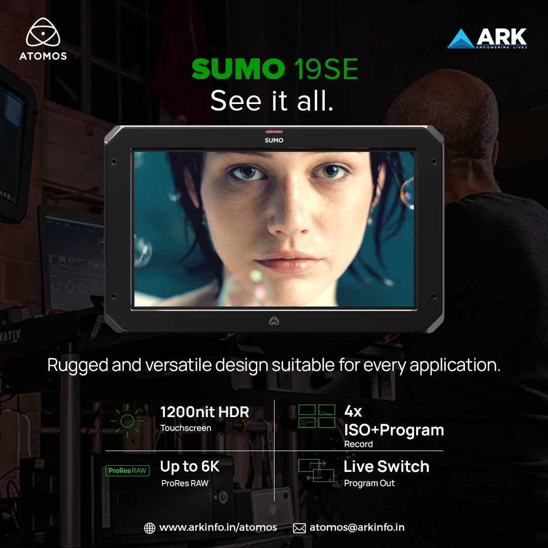 arkinfosolution's tweet image. See it all with the SUMO 19SE – your on-set monitor, recorder, and live switcher, built to go wherever your vision takes you. 

To learn more visit arkinfo.in/seagate or write to seagate@arkinfo.in

#Atomos #Sumo19SE #ProResRAW #SeeItAll #MonitorRecorder #6KRecording #Live