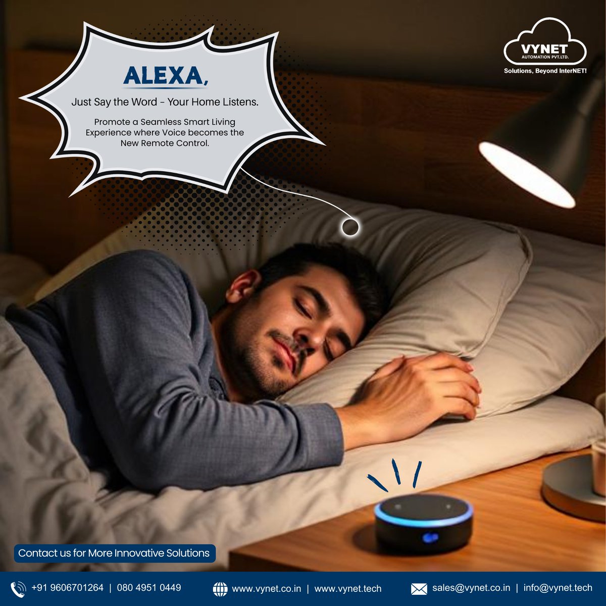 VYNETTECHNOLOGY's tweet image. 🗣️Just say the word – your smart home listens.

🌐 vynet.tech | vynet.co.in
📧 sales@vynet.co.in | info@vynet.tech
📱 +91 9606701264 | 080 4951 0449

#SmartHome #AlexaIntegration #VoiceControl #HomeAutomation #VynetTech #CEDIA #FutureLiving #SmartLiving