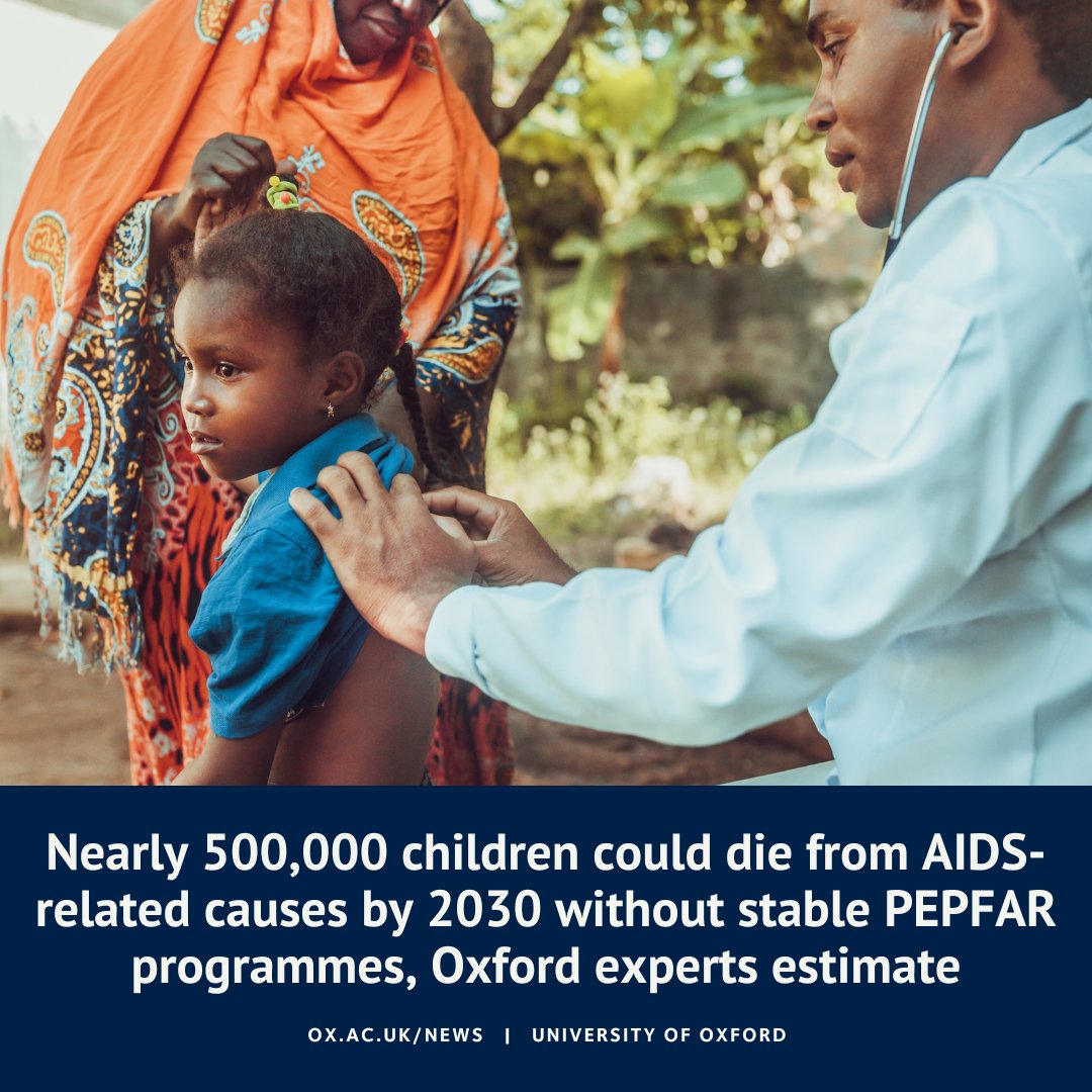 UniofOxford's tweet photo. NEW: Oxford experts estimate that 1 million additional children could become infected with HIV and as many as 2.8 million children could become orphaned in the next five years if PEPFAR programmes are reduced or eliminated.

Read more ⬇️ https://t.co/E3WuDdF3xI