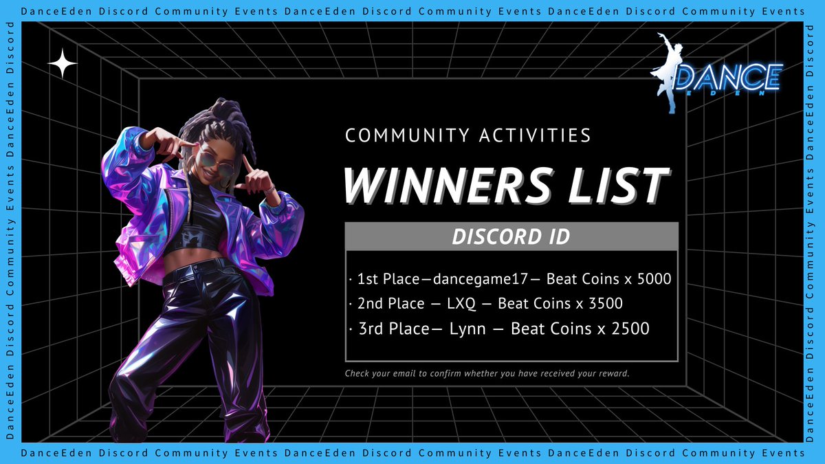 🎉Congratulations to the Winners of This Event!🎉

Dear dancers, thank you for participating in this dance celebration.

We truly appreciate your enthusiastic involvement and outstanding performances.

Let's give a round of applause to all the participants:

🥇 1st Place —