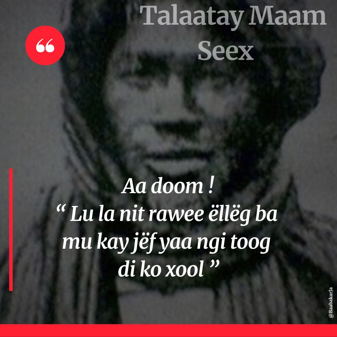 BaabakarJa's tweet photo. ﷽
Barkeeb Maam Seex Ibraayma Faal
#TalaatayMaamSeex #WaxTout #Hikma #taalibe #Muriid #Suufi #Ndigal #Tawakkul #Jëf https://t.co/uxYfuPKTau
