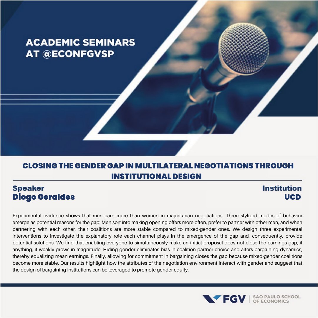 Sao Paulo School of Economics – FGV (@econfgvsp) on Twitter photo We thank <a href="/Geraldes_Diogo/">Diogo Geraldes</a> for presenting a seminar at the Sao Paulo School of Economics (FGV).
#economicsfgvsp #econtwitter We thank <a href="/Geraldes_Diogo/">Diogo Geraldes</a> for presenting a seminar at the Sao Paulo School of Economics (FGV).
#economicsfgvsp #econtwitter