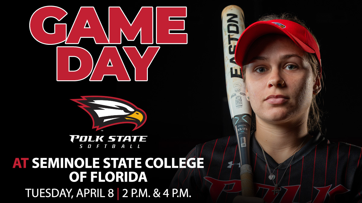 Polk State Softball tries to pick up another road win against nationally ranked competition!

🆚: No. 7 Seminole State College of Florida
⏰: 2 p.m. and 4 p.m.
📍: Courtney Miller Field | Sanford, Fla.
📺: tinyurl.com/aenvme6u