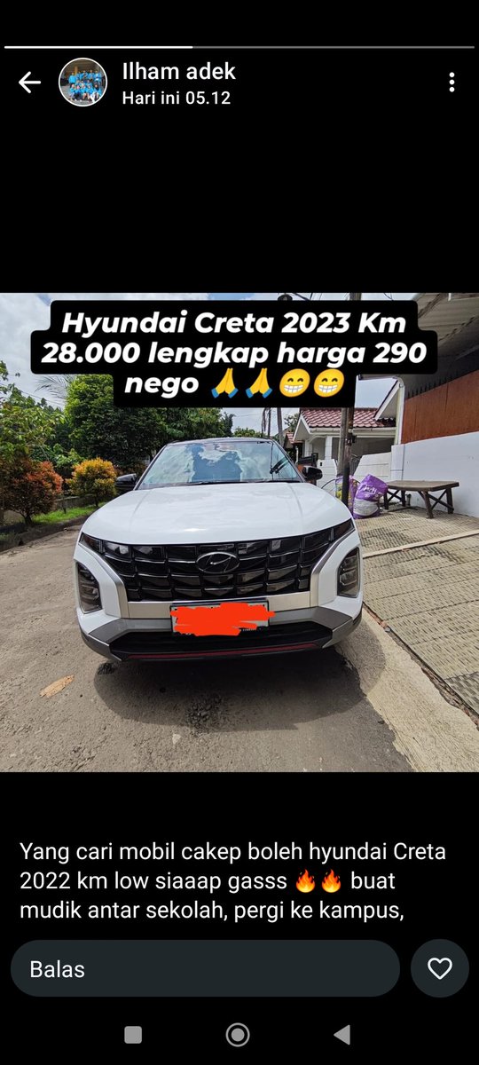 bantu jualan mobil hyundai tahun 2023 harganya 290 juta nego, apabila minat bisa DM, have a good day!