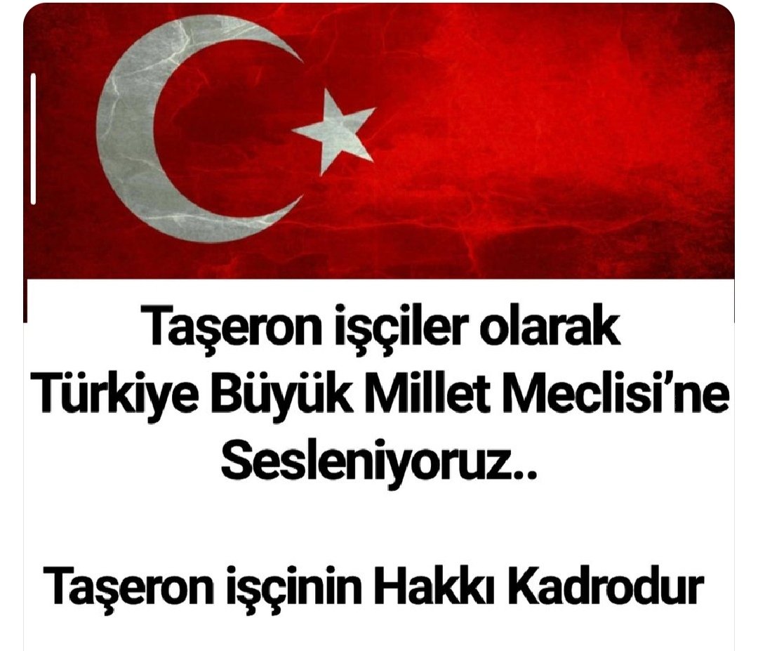 İşçinin siyaseti olmaz.
İşçinin hakkı alın teri  olur ..
Taşeron işçinin Hakkıda kadrodur ..
Meclise  gider vekille konuşuruz.
Bu sorun Türkiye’de çözüleceği yer Türkiye Büyük Millet Meclisidir .. 
Çözüme kavuşana kadar susmak yok.

<a href="/akbasogluemin/">Av. M.Emin AKBAŞOĞLU 🇹🇷</a> 
<a href="/isikhanvedat/">Prof. Dr. Vedat Işıkhan</a>  
<a href="/AvOzlemZengin/">Av. Özlem Zengin 🇹🇷</a>