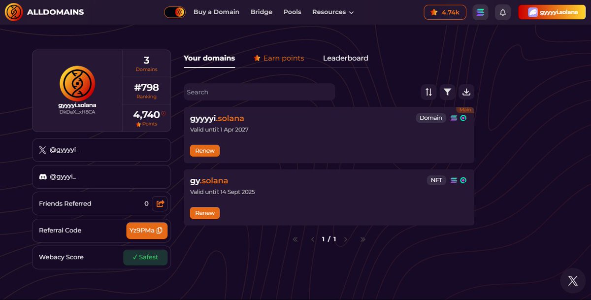 gyyyyi_'s tweet photo. AllDomains Points Program is still available to farm.

Join @AllDomains_ now and grab your own domain 👉https://t.co/sNF5KB0LZG

#RevengeIsRegistered https://t.co/ZeizgQAfZY