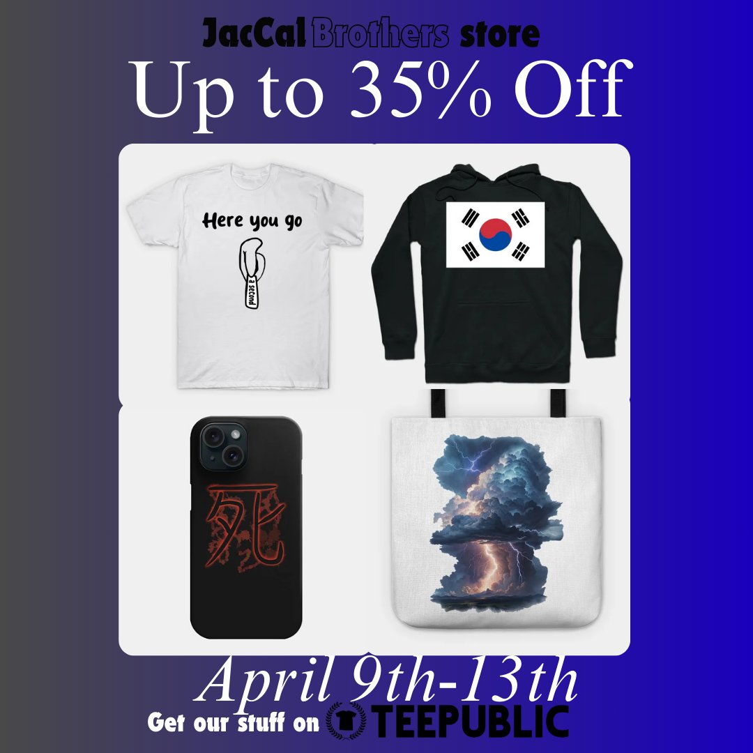 JacCalBrothers's tweet photo. Want a nice new accessory? Get t-shirts, mugs, stickers and more for up to 35% off on TeePublic! 
https://t.co/YLe7x8HpcG

#teepublicdesign #teepublicartist #teepublic #tshirts #tshirtdesign #sale #shopping #shoppingonline #SaleAlert https://t.co/YPG4xzs63M