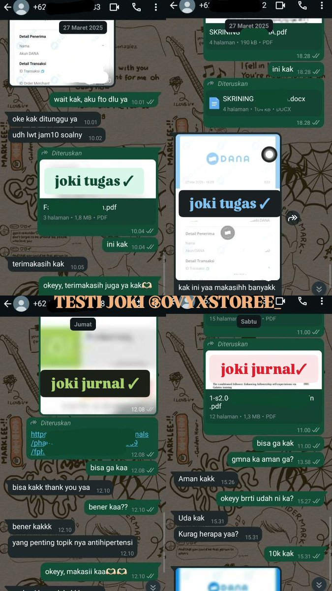 ovyxstoree_'s tweet photo. Testi Joki tugas  —
✓ joki Tugas soal
✓ Joki Jurnal
✓ Joki Turnitin
✓ Joki Tugas Ppt
✓ Joki Pembahasan
✓Joki Cover makalah
✓ Joki Laprak hasil pembahasan
✓ Joki Bab 4 Makalah
✓ Joki Soal UTS https://t.co/VW3WYFfew9