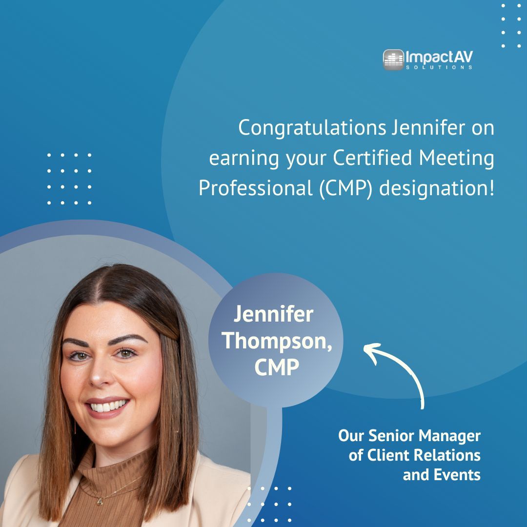 🎉 Huge congratulations to Jennifer, our Senior Manager of Client Relations &amp; Events, on her newly minted Certified Meeting Professional (CMP) designation! 🏅

We're incredibly proud to have such a committed and talented meeting professional on our team. Way to go, Jenn! 🙌 #CMP