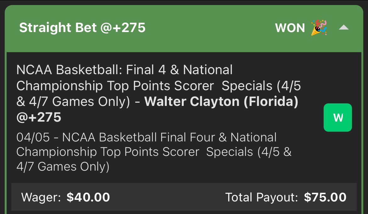 CarterJacub's tweet photo. @BetSaracen The math is not mathing: Walter Clayton Jr. 48 points. The next closest player had 35 points. What happened here? https://t.co/kqQkEzGRa4