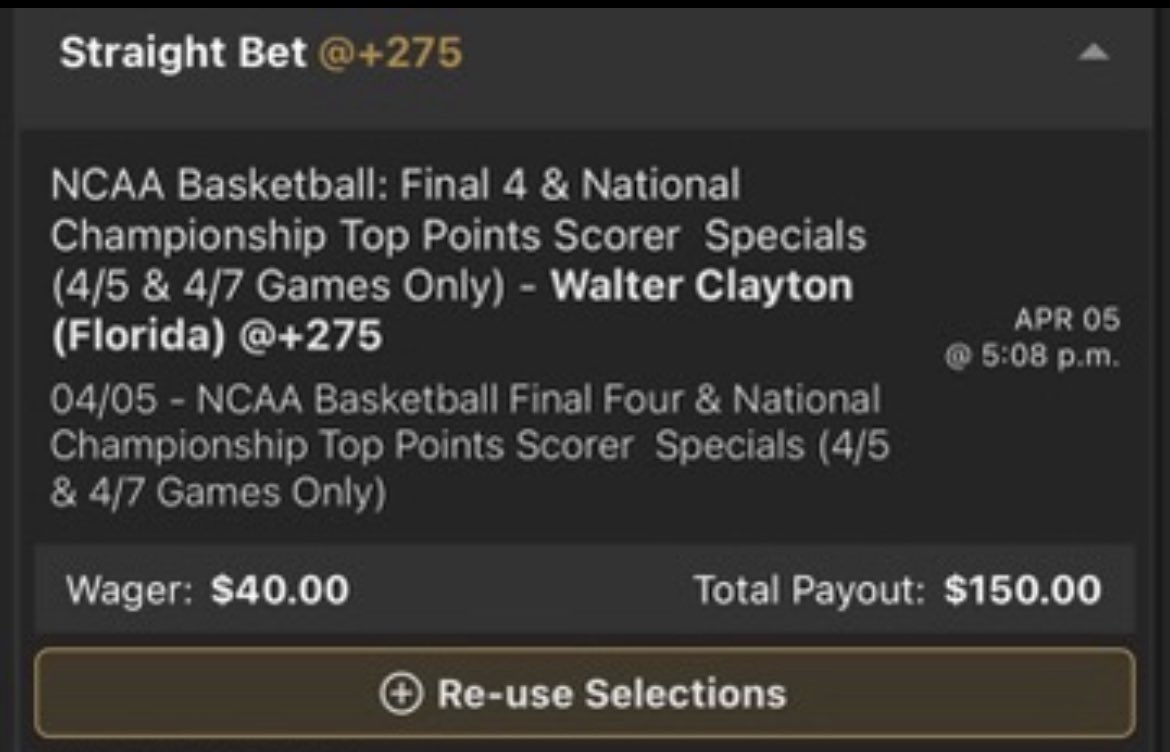 CarterJacub's tweet photo. @BetSaracen The math is not mathing: Walter Clayton Jr. 48 points. The next closest player had 35 points. What happened here? https://t.co/kqQkEzGRa4