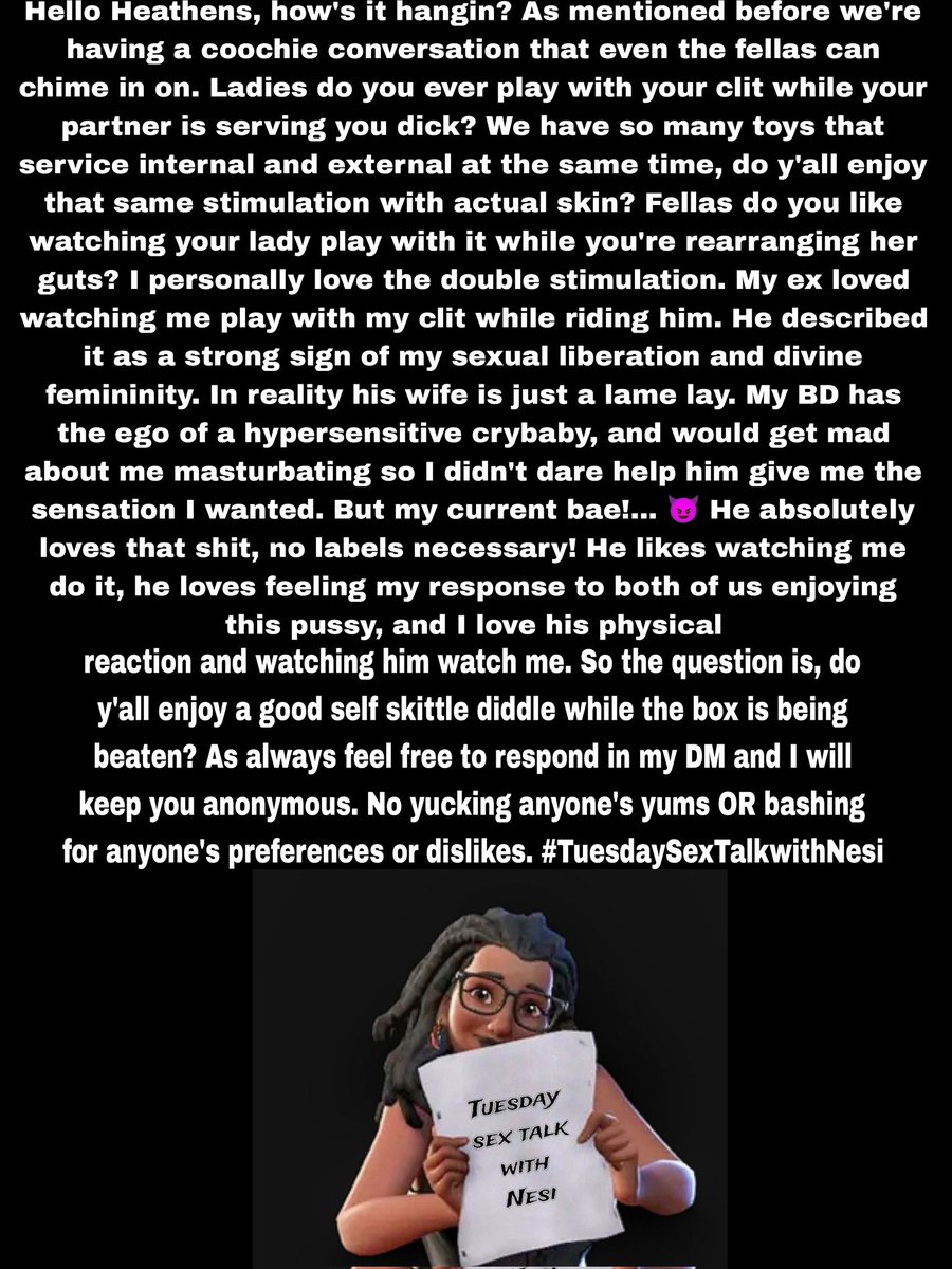 #TuesdaySexTalkwithNesi