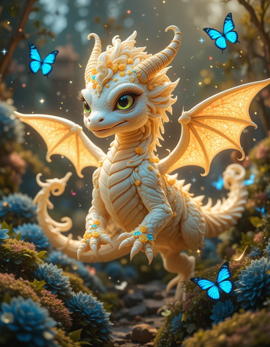 MarekArts's tweet photo. @Naifu_ai @nema_cio I've just imagined how she could allure blue butterflies in our garden, with her sweet scales a lot of beautiful garden creatures would love her.

Her scales can be hard like a rock, but also sweet in the taste, like kiss of little lollipop!

🦋🦋🦋

#Sweetfire #WithSweetAndLove https://t.co/yZp5QaTUAY