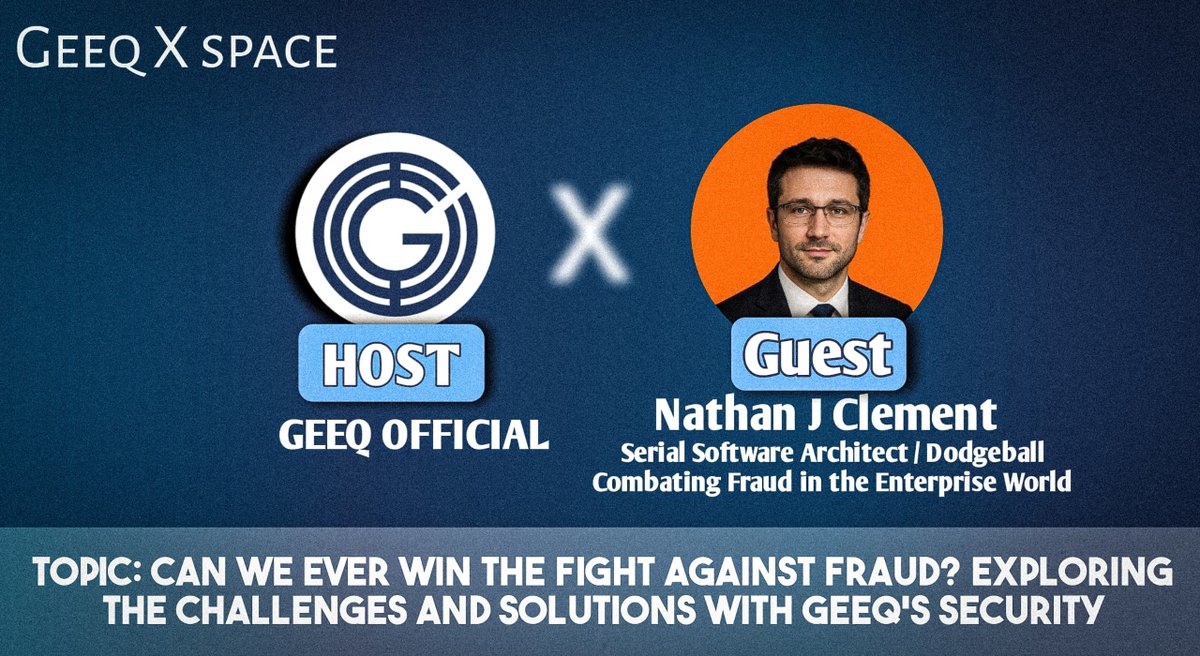 GeeqOfficial's tweet photo. 🚨Fraud Prevention in Focus: Can We Ever Win the Fight? 🚨
Join us this Thursday with @nathanclement , a serial software architect at Dodgeball, as we discuss the challenges and solutions in fraud prevention and the $Geeq innovative security approach.
🗓️Date & Time: Thursday 10th April 2025, 8pm UTC - 3pm ET
🔗: https://t.co/yxSMwkawJk
