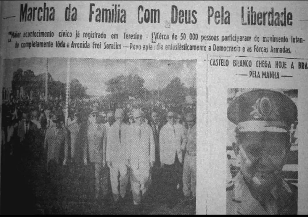 Em 64, parte da população no Piauí, apoiou o golpe militar e organizou uma Marcha da Família com Deus pela Liberdade em Teresina. O apoio era em nome da “modernização”. 

Hoje, a capital ainda homenageia generais em avenidas, enquanto um artesão guarda o porão da ditadura no