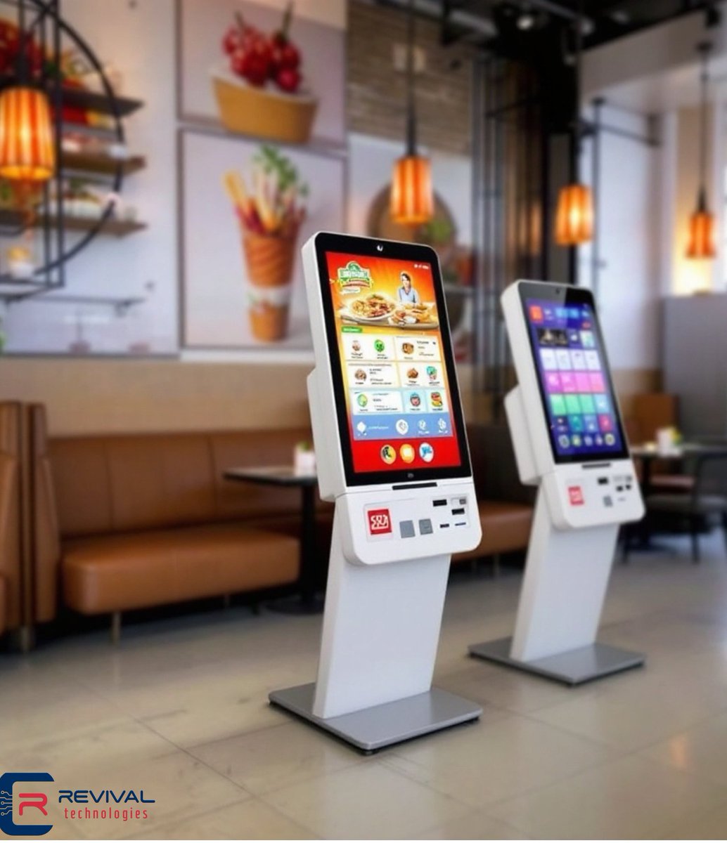 RevivalTe's tweet photo. Transform your customer experience with our stylish self-ordering kiosks! Skip the lines, boost efficiency, and give your guests the control they crave. Our intuitive touch-screen technology seamlessly integrates with your existing systems while complementing your restaurant's unique aesthetic. Ready to revolutionize your ordering process? Contact Revival Technologies today at enquiries@revival-technologies.com 

#RestaurantTech #SelfOrderKiosk #CustomerExperience #RevivalTech