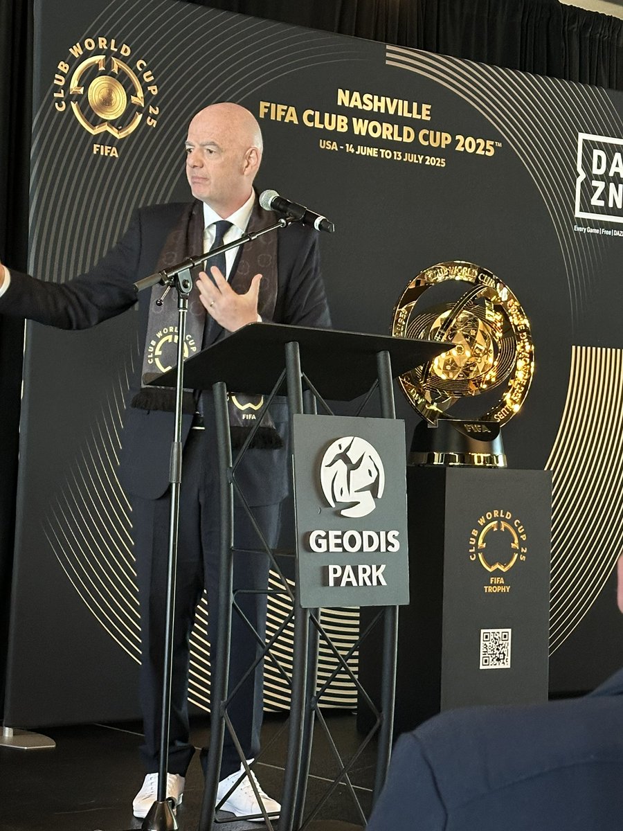 valairshabilla's tweet photo. FIFA President Gianni Infantino announces that FIFA will donate $1 million to Nashville.

The donation is to grow the game throughout the city.

#EveryoneN https://t.co/b5BjTGKkdo