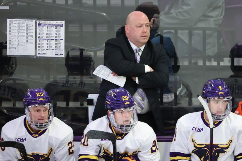 TechHockeyLiar's tweet photo. Breaking: Minnesota State to part ways with head coach Luke Strand after a slew of decommitments. Strand is expected to take a promotion and coach ACHA D2 Wisconsin next season. 

(Per: @MSU_TheHerd and @ManiacsofMayo) https://t.co/bXOZ9eEW1R