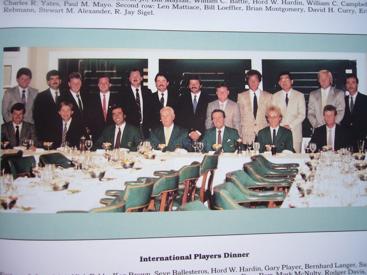 You may have heard the Champions Dinner ⁦<a href="/TheMasters/">The Masters</a>⁩ 

In years gone by Masters week the International Players Dinner was an annual affair. 
I drove ⁦<a href="/Sir_NickFaldo/">Sir Nick Faldo</a>⁩, Woosie and Sandy up Magnolia Lane for a memorable evening

Nearly all of us own a green jacket now😜