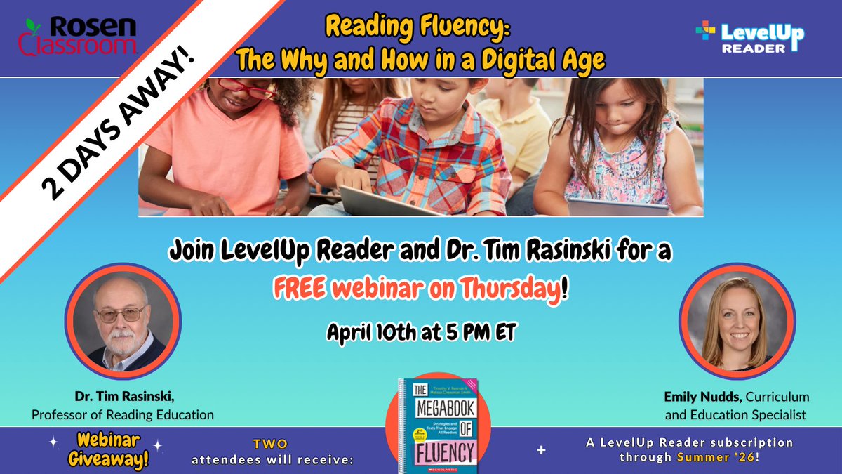 Have you registered? 👀
Our FREE fluency webinar is only TWO DAYS away! 

📚 Join literacy expert Dr. Tim Rasinski and Emily Nudds as they share research-backed strategies for teaching reading fluency using print and digital resources. 

Secure your spot: conta.cc/3Y2cRWb