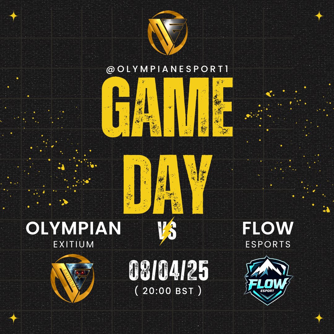 Olympian Esports (@olympianesport1) on Twitter photo 📣GAME DAY📣
Olympian Exitium takes on Flow Esports TONIGHT!
<a href="/eflowesport/">eFlow Esport</a>
🎮- Div 8-2 <a href="/AMeLeague/">AEL - Amateur Esports League</a>
⏰- 8:00 PM
📺- twitch.tv/mentosno
🔱- <a href="/OldManMada/">Adam</a>
🔱- <a href="/ExitiumAnt/">Ant</a>
🔱- <a href="/iBrandey/">Brandey</a>
🔱- <a href="/ExitiumDylan/">Dylan</a> 📣GAME DAY📣
Olympian Exitium takes on Flow Esports TONIGHT!
<a href="/eflowesport/">eFlow Esport</a>
🎮- Div 8-2 <a href="/AMeLeague/">AEL - Amateur Esports League</a>
⏰- 8:00 PM
📺- twitch.tv/mentosno
🔱- <a href="/OldManMada/">Adam</a>
🔱- <a href="/ExitiumAnt/">Ant</a>
🔱- <a href="/iBrandey/">Brandey</a>
🔱- <a href="/ExitiumDylan/">Dylan</a>