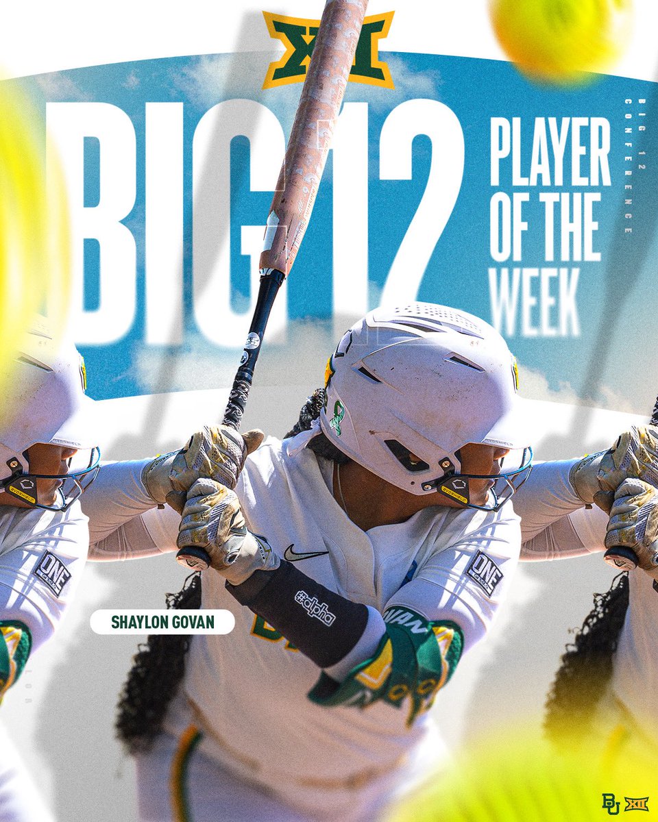 BaylorSoftball's tweet photo. Your @Big12Conference Player of the Week 💪

#SicEm | @shaylongovan https://t.co/DZRYM5tVDI