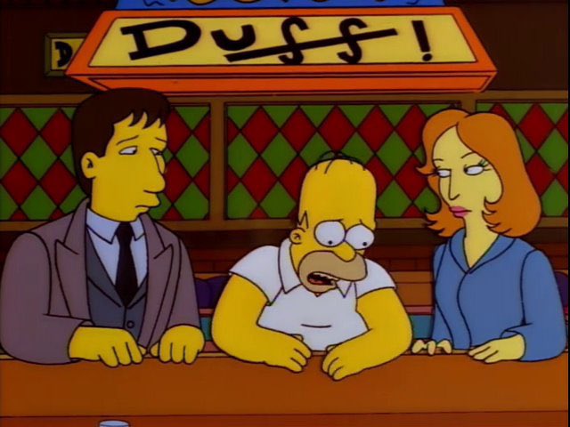 Well, the evening began at the gentleman's club, where we were discussing Wittgenstein over a game of backgammon.

Mr. Simpson, it's a felony to lie to the FBI.

We were sitting in Barney's car eating packets of mustard. You happy?

#TheSimpsons