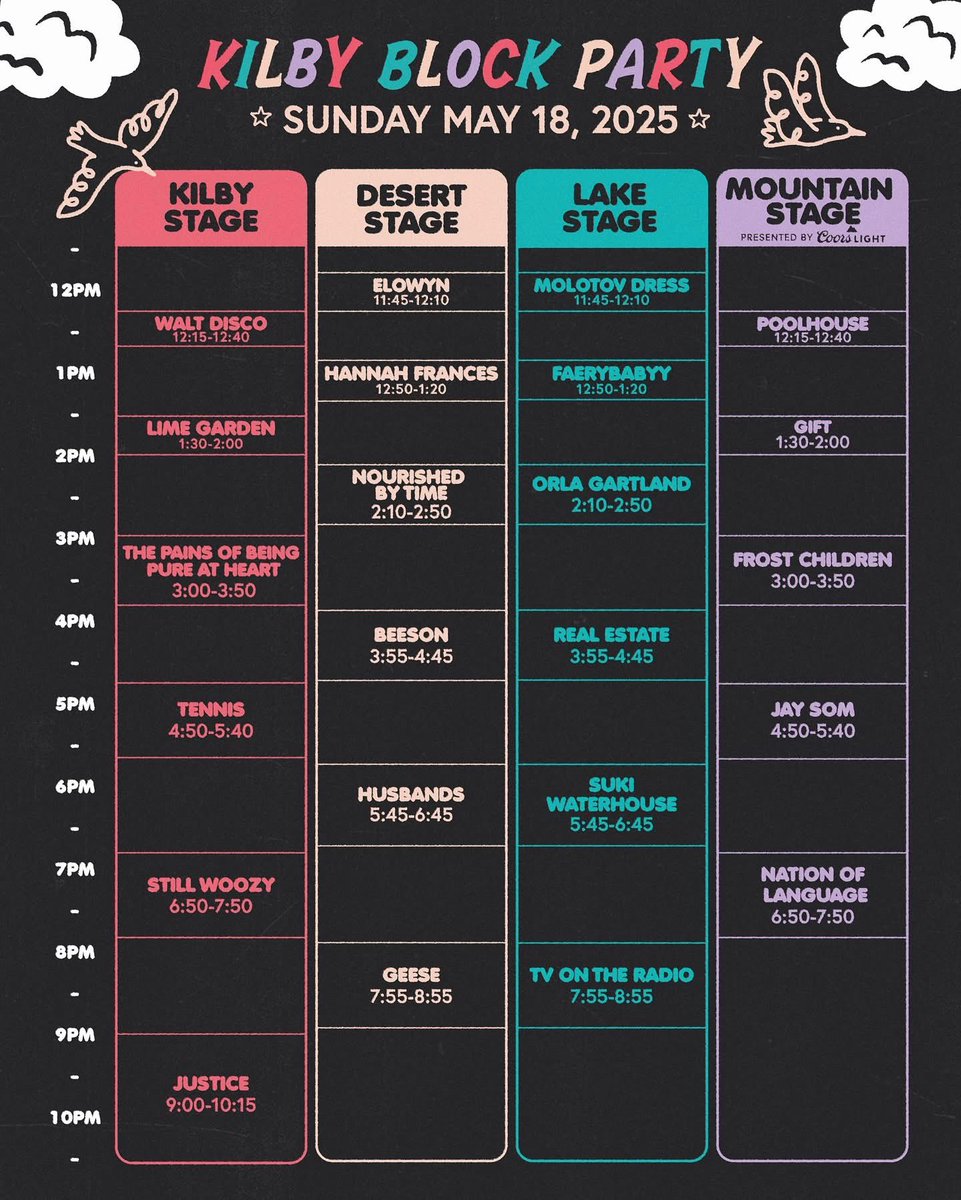 Starting off your week right with the ✨DAILY SCHEDULE DROP✨ 

Don’t forget to download the Kilby Block Party app powered by XMission to create your own festival schedule 🫶🏼