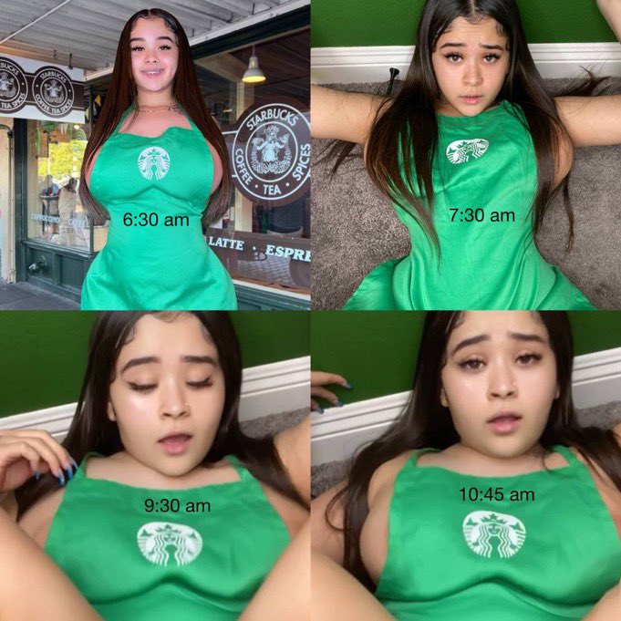 vazoudoinsta's tweet photo. o vídeo da rotina do starbucks que ela fez com o chefe é insano… 🤯 https://t.co/FwhKHd5DH9