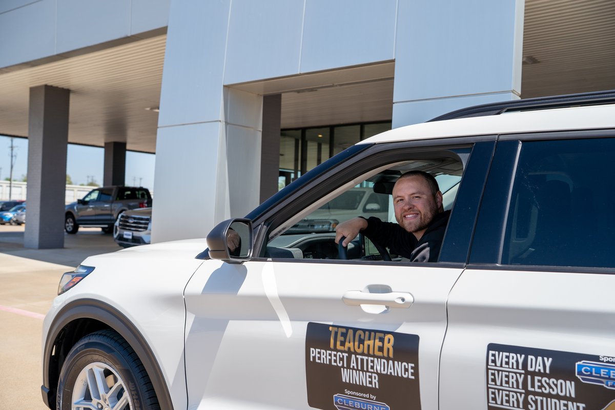 Cleburne ISD (@cleburneisd) on Twitter photo 🏆Perfect attendance is the name of the game! Shoutout to Coach Joseph Chavez of <a href="/cleburnehigh/">Cleburne High School</a>, who’s taking the fast lane this month as our Perfect Attendance Teacher🚙
Thanks to Cleburne Ford for helping us celebrate our outstanding educators. #GreatnessEverywhereCleburneISD 🏆Perfect attendance is the name of the game! Shoutout to Coach Joseph Chavez of <a href="/cleburnehigh/">Cleburne High School</a>, who’s taking the fast lane this month as our Perfect Attendance Teacher🚙
Thanks to Cleburne Ford for helping us celebrate our outstanding educators. #GreatnessEverywhereCleburneISD