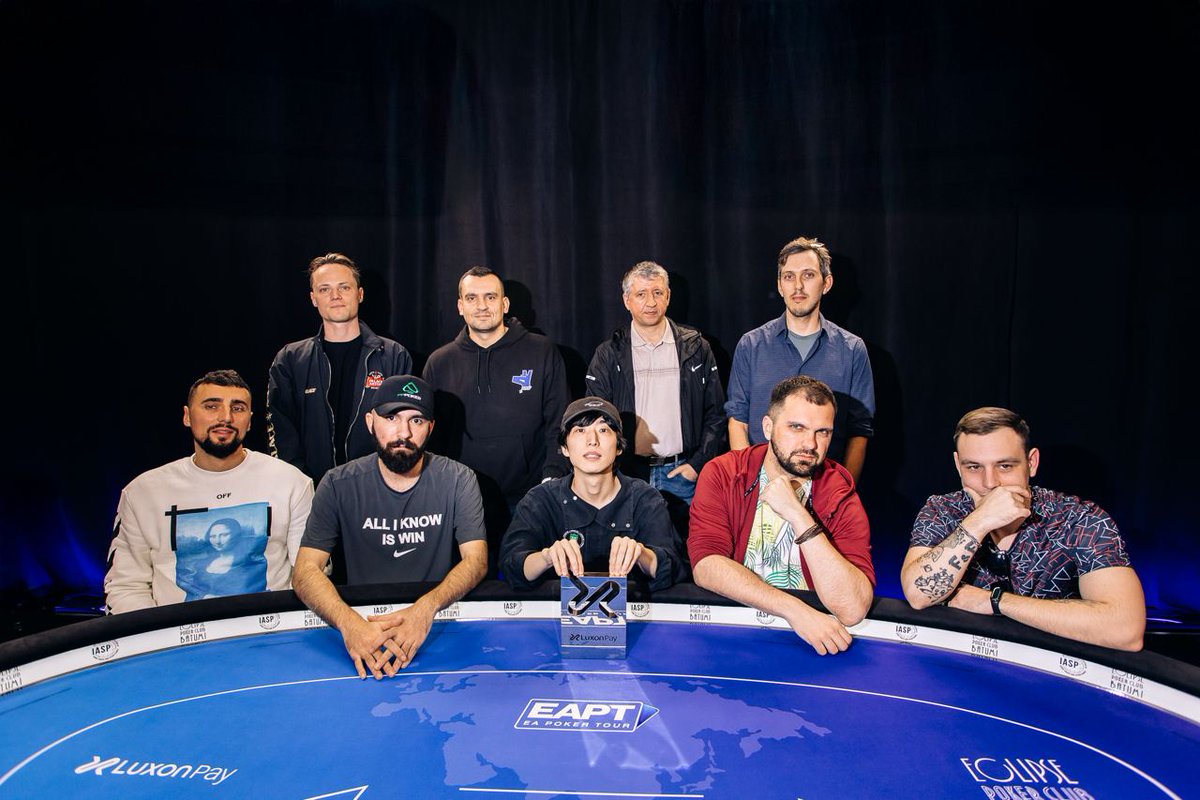 eaptpoker's tweet photo. 🔥The final table is set in the Luxon Mystery Bounty! 🔥
Here are the lucky players who made it and their chip counts:
🇷🇺Sazonov Bogdan – 415,000
🇷🇺Bukharov German – 780,000
🇷🇺Shishov Evgenii – 925,000
🇷🇺Lobach Konstantin – 1,585,000
🇮🇷Shafeghat Hanif – 625,000
🇩🇪Tvaliashvili Georgi – 620,000
🇷🇺Kovalev Anton – 605,000
🇷🇺Kurbanovskii Sergei – 935,000
🇯🇵Reiji Kono – 455,000
You can watch the final table action live on YouTube starting at 22:00 local time:
https://t.co/zL5PlSsQlB