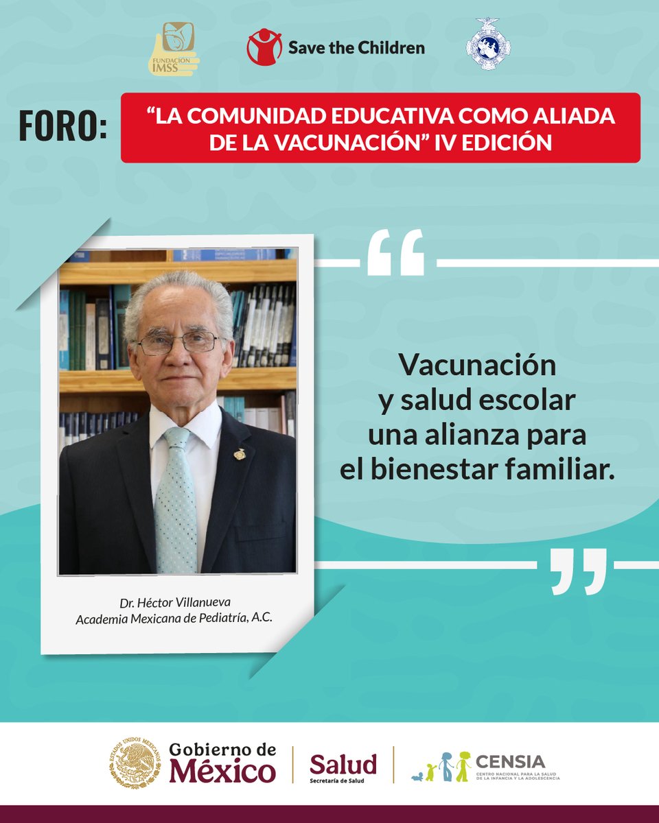 SaveChildrenMx's tweet photo. No te pierdas la conferencia del Dr. Héctor José Villanueva Clift, presidente de la @acadmexped, quien hablará sobre "La importancia de la vacunación en la salud escolar".

Sigue la transmisión en vivo: https://t.co/aoW6XOCEfL

#ForodeVacunación https://t.co/7HvaChO3Dp