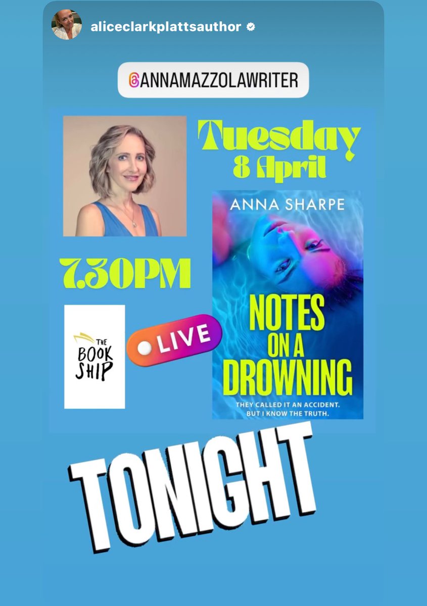 Join me on Insta at 7.30 this evening to talk about Tana French (I’ve chosen Broken Harbour, but is it the best one??) and writing thrillers. 

instagram.com/annamazzolawri…