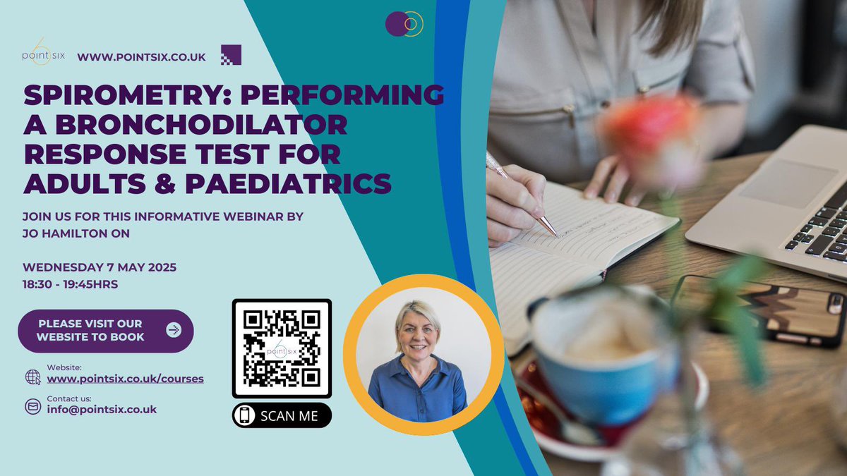 Spirometry. In need of an update on Performing a Bronchodilator Response Test ? Join <a href="/JoHamiltonEd/">Jo Hamilton</a> on Wednesday 7th May pointsix.co.uk/spirometry-per…