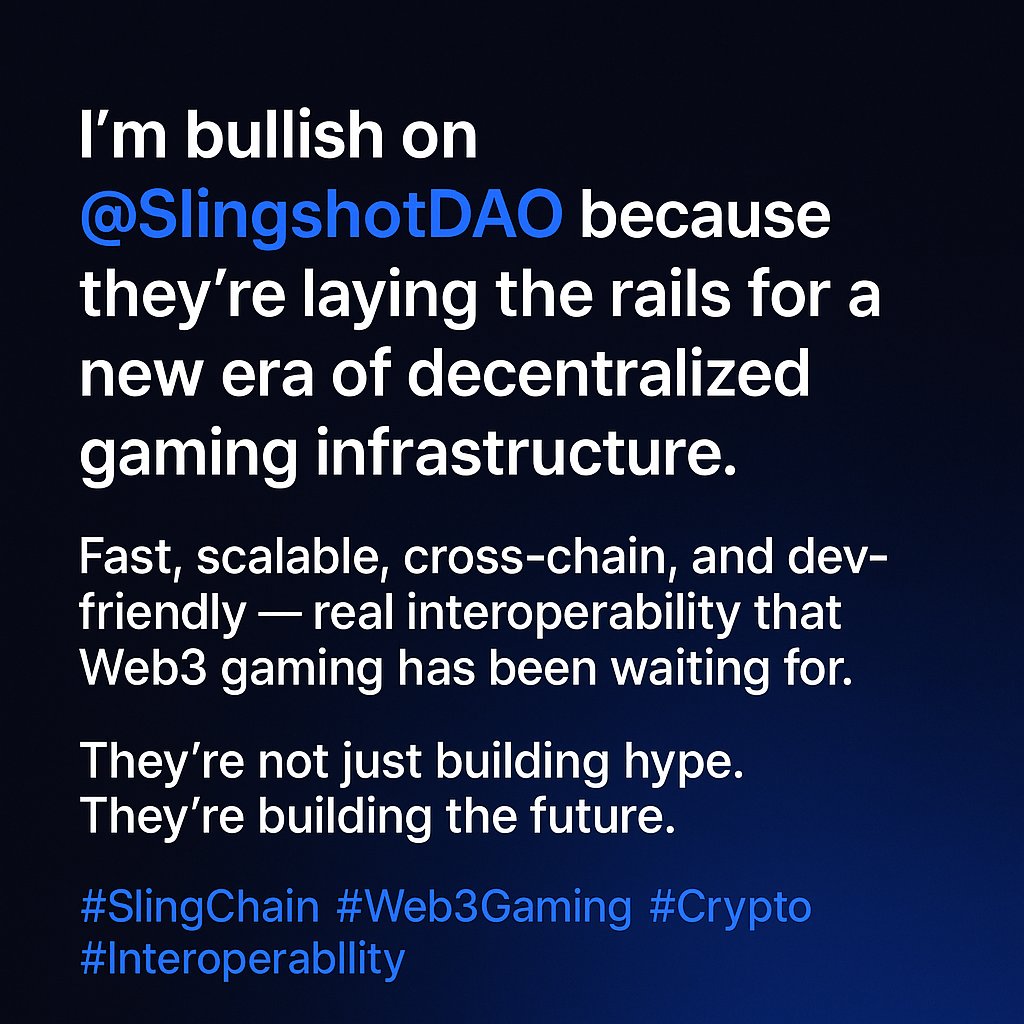 Ughaz234's tweet photo. Backing @SlingshotDAO as they power the next wave of Web3 gaming ⚡♾️
Real infrastructure. Real innovation.
#SlingChain #Web3 #CryptoGaming https://t.co/hCq8cDiEkA