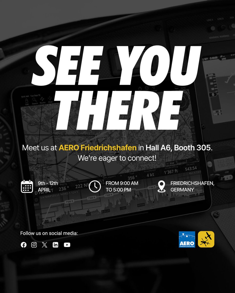 AirNavPro's tweet image. Meet us at AERO Friedrichshafen, where we’ll be welcoming you at booth A6-305 from April 9–12! We’re excited to exhibit alongside Levil Aviation—together, we’re bringing cutting-edge aviation technology to the world’s leading trade show for General Aviation. Who’s joining us?